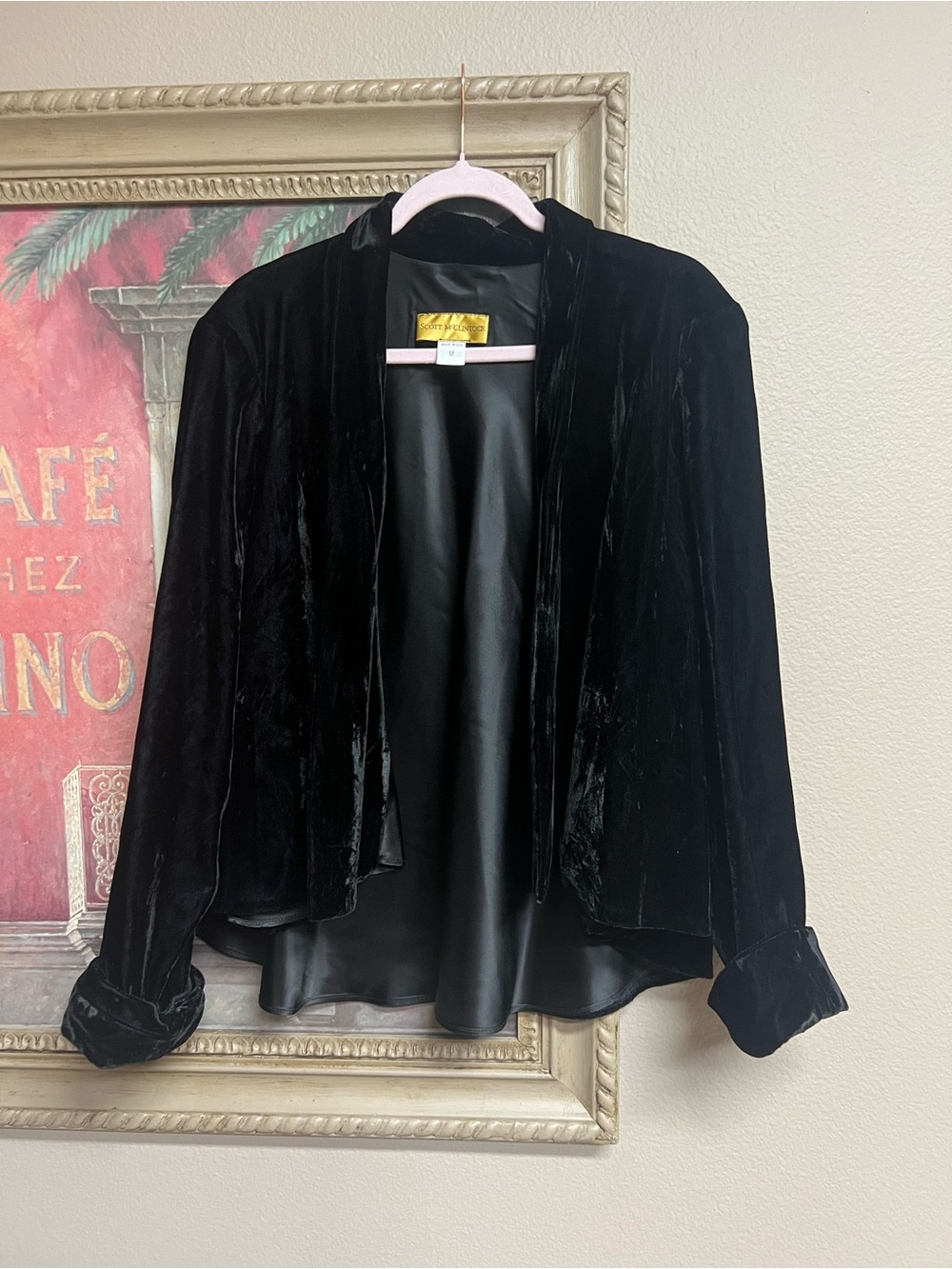 Scott McClintock Black Velvet Open Front Jacket